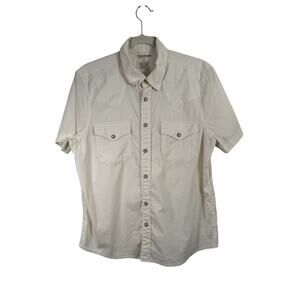 Tecovas White Short Sleeve Pearl Snap Shirt Western Rodeo Country Mens Medium